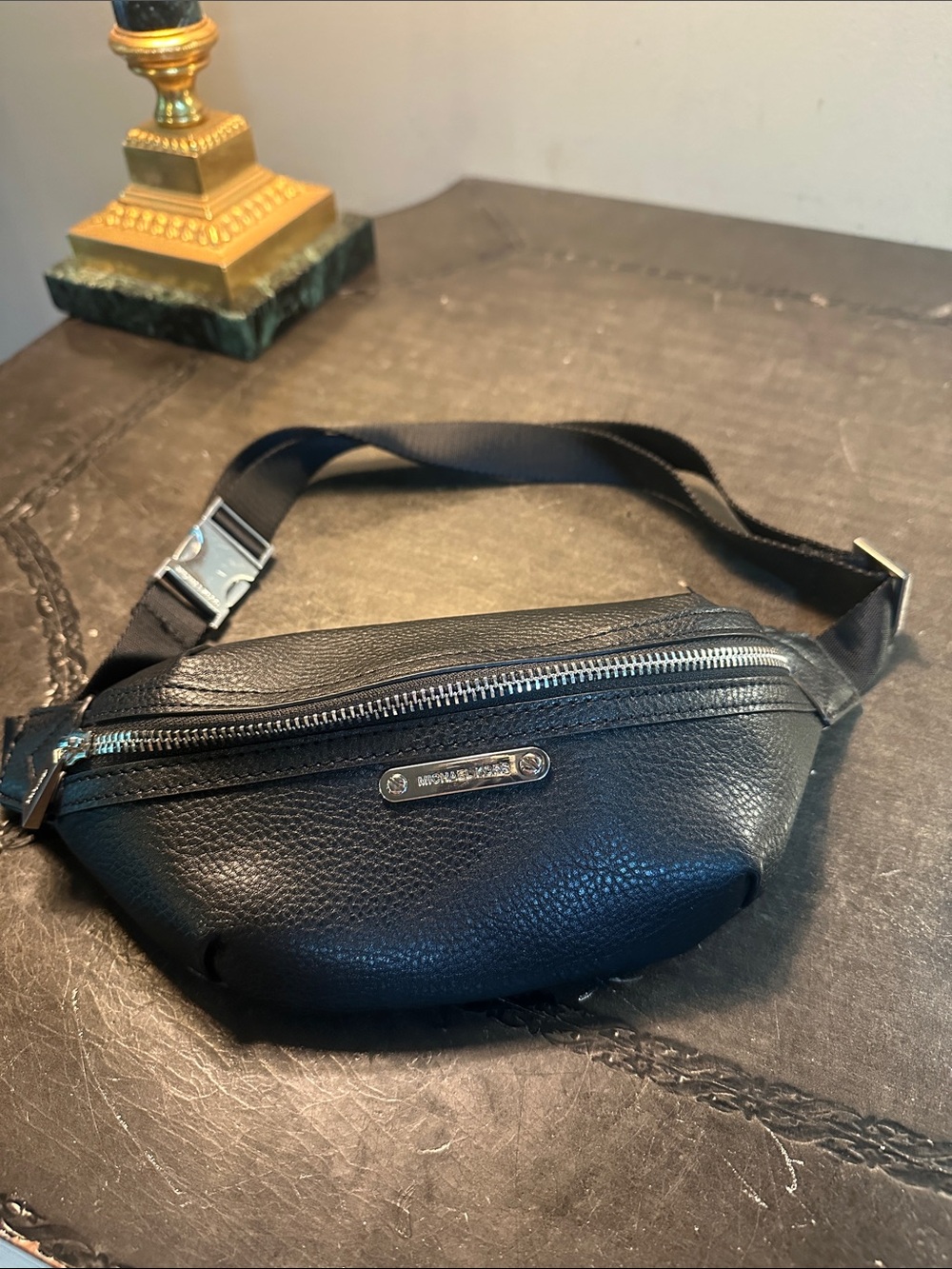 Michael Kors Black Pebbled Leather Belt Bag